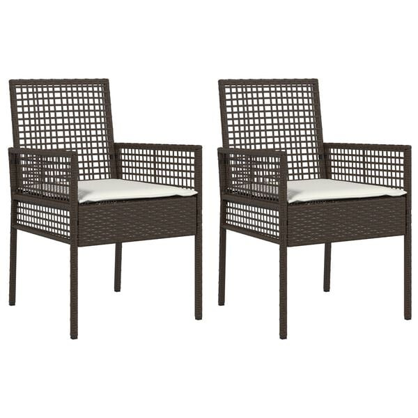 vidaXL Krzesło Ogrodowe 2 pcs Brązowy 53 x 60 x 85cm polirattan