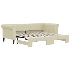 vidaXL Sofa rozsuwana, kremowa, 90x200 cm, sztuczna sk&oacute;ra