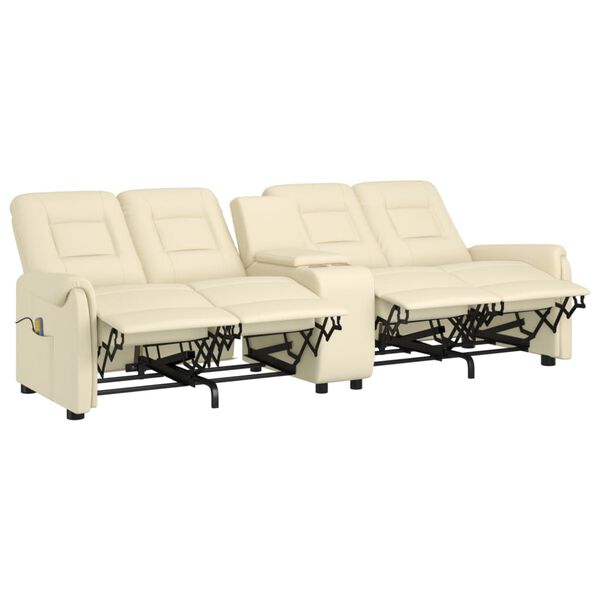 vidaXL Rozkładany fotel masujący z uchwytem, 4-os., kremowy