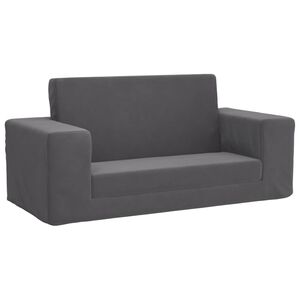 vidaXL 2-os. sofa dla dzieci, rozkładana, antracytowa, miękki plusz