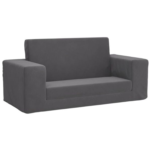 vidaXL 2-os. sofa dla dzieci, rozkładana, antracytowa, miękki plusz
