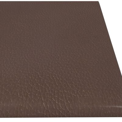 vidaXL Panele ścienne, 12 szt, brąz, 60x15 cm, sztuczna skóra, 1,08 m²