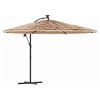 vidaXL Parasol ogrodowy z LED, stalowy słupek, brązowy, 269x269x235 cm