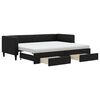 vidaXL Sofa rozsuwana z szufladami, czarna, 80x200 cm, tkanina