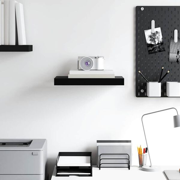 vidaXL P&oacute;łka ścienna, czarna, 40x23x3,8 cm, MDF