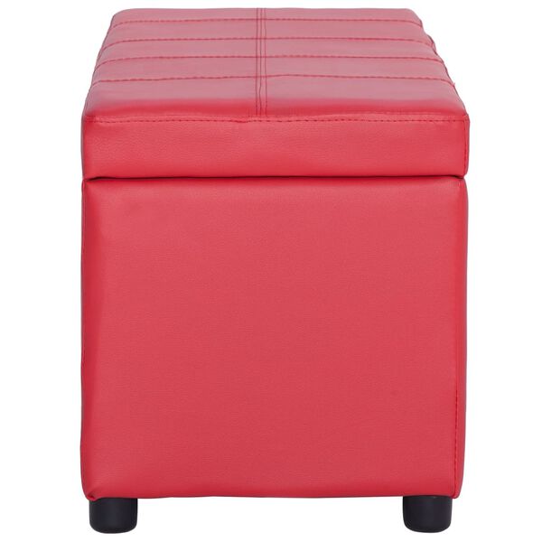 vidaXL Ławka ze schowkiem, 116 cm, czerwona, sztuczna sk&oacute;ra
