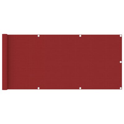 vidaXL Parawan balkonowy, czerwony, 75x400 cm, HDPE