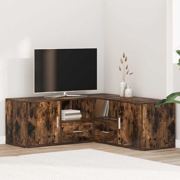 vidaXL Szafka narożna, przydymiony dąb, 200x40x45 cm