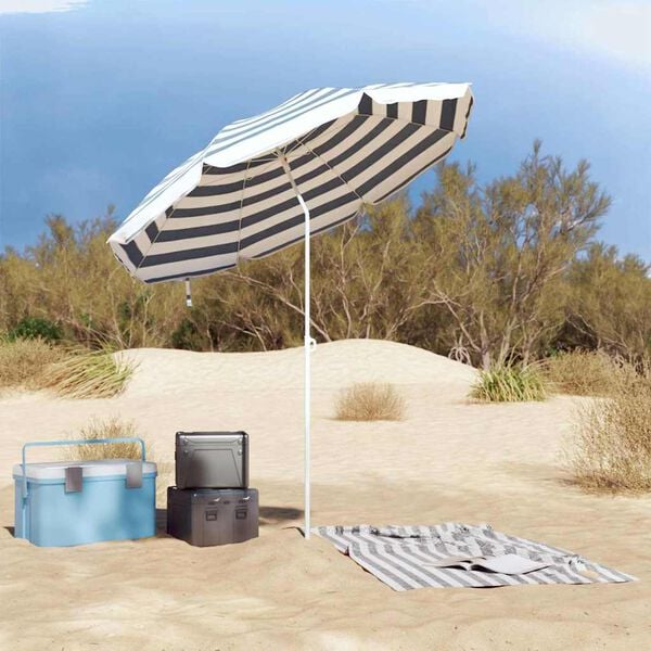 vidaXL Parasol plażowy Niebieski i biały 206 x 206 x 212 cm