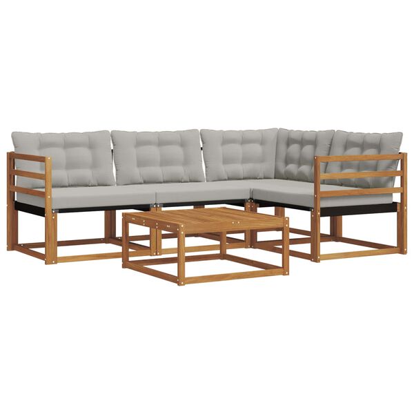 vidaXL Zestaw sof na zewnątrz z poduszką 5 pcs Naturalny i Jasny Szary