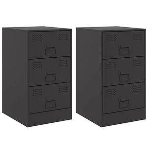 vidaXL Szafki nocne, 2 szt., czarne, 34,5x39x62 cm, stal