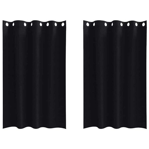 vidaXL Firany blackout z kółkami 2 pcs Czarny 175 x 140 cm Poliester