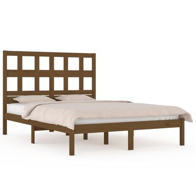 vidaXL Rama łóżka, miodowy brąz, lite drewno sosnowe, 140 x 190 cm