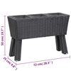 vidaXL Podwyższona donica z 3 wkładami, 72x25x50 cm, rattan PE, czarna
