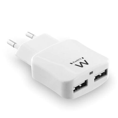 Ewent Inteligentna ładowarka USB z 2 portami, 2,4 A, biała