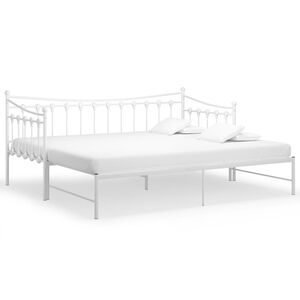 vidaXL Sofa z wysuwaną ramą ł&oacute;żka, biała, metalowa, 90x200 cm