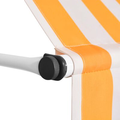 vidaXL Markiza zwijana ręcznie, 400 cm, pomarańczowo-białe pasy