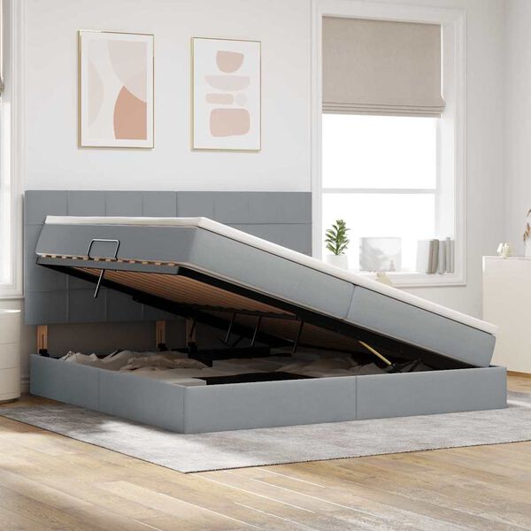 vidaXL Ł&oacute;żko z miejscem na przechowywanie i materacem 200 x 200 cm