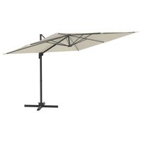 vidaXL Wiszący parasol z LED, piaskowy, 400x300 cm