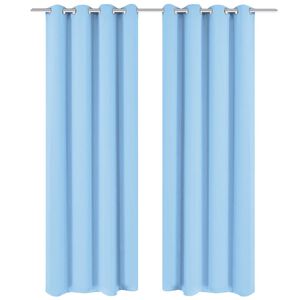 vidaXL Zasłony zaciemniające z k&oacute;łkami, 2 szt., 135x175 cm, turkusowe