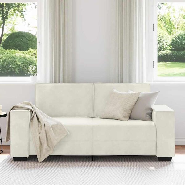 vidaXL Sofa 2-osobowa, kremowy, 180x78x84 cm, tapicerowana aksamitem