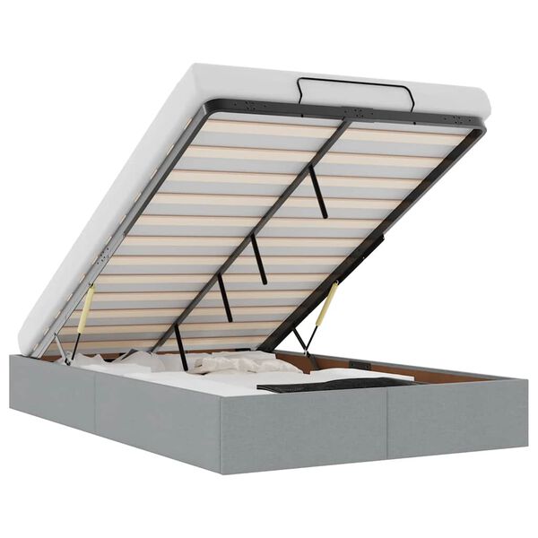 vidaXL Rama łóżka otomana bez materaca, szara, 120x200 cm, tkanina
