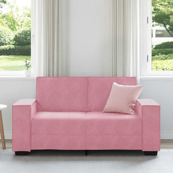 vidaXL Sofa 2-osobowa, r&oacute;żowy, 160x78x84 cm, tapicerowana aksamitem