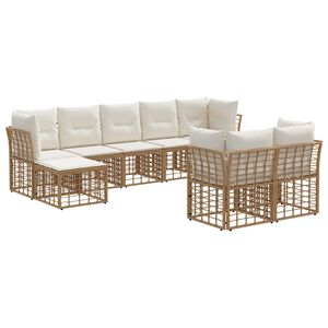 vidaXL Zestaw sof na zewnątrz 6 pcs Naturalny i Kremowy Biały