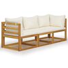 vidaXL 3-osobowa sofa ogrodowa z kremowymi poduszkami, drewno akacjowe