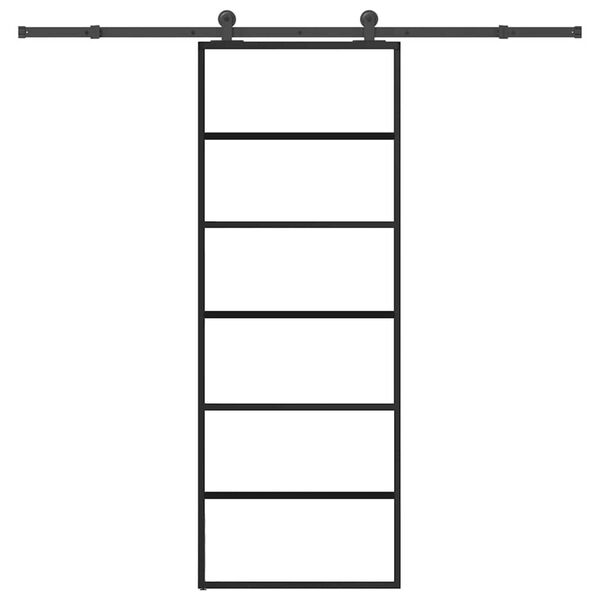 vidaXL Drzwi przesuwne z osprzętem, szkło ESG i aluminium, 76x205 cm