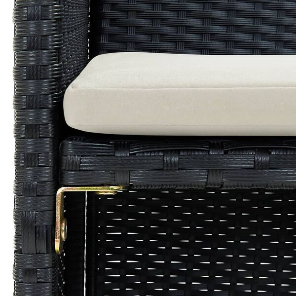 vidaXL 2-osobowa sofa ogrodowa z poduszkami, polirattan, czarna