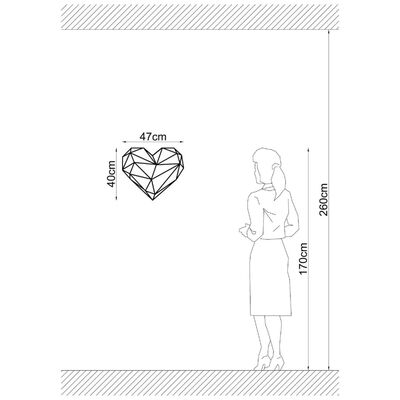 Homemania Dekoracja ścienna Heart, 47x40 cm, stalowa, srebrna