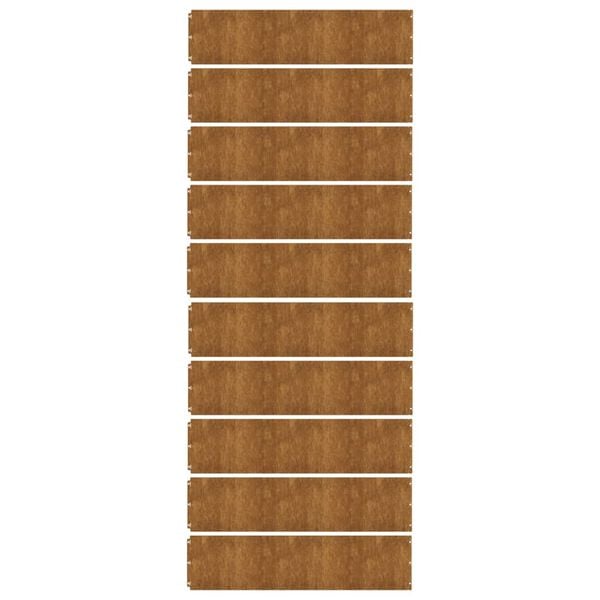 vidaXL Obrzeża trawnikowe, 10 szt., 25x103 cm, giętkie, stal Corten