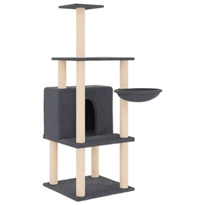vidaXL Drapak dla kota z sizalowymi słupkami, ciemnoszary, 132 cm