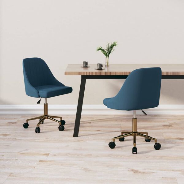 vidaXL Obrotowe krzesła stołowe, 2 szt., niebieskie, aksamitne