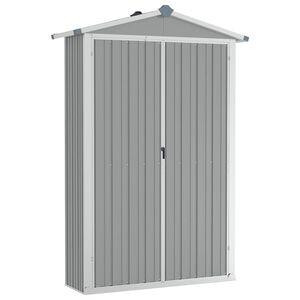 vidaXL Szopa ogrodowa, szara, 116x45x175 cm, stal galwanizowana