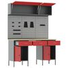 vidaXL Zestaw szafek roboczych z szufladą Z blokadą 8 pcs Czerwony
