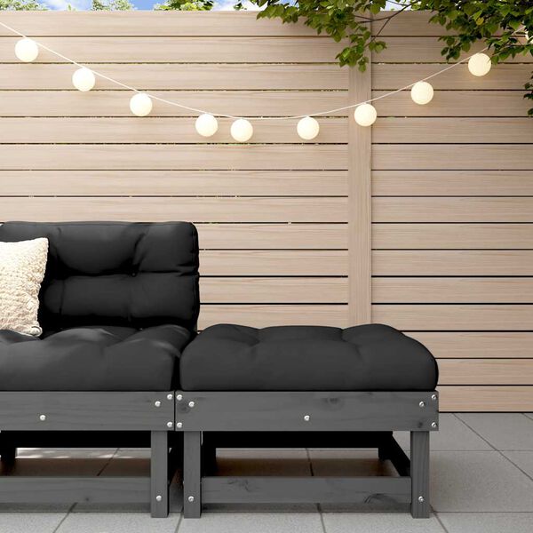 vidaXL Podn&oacute;żek ogrodowy z poduszką, szary, lite drewno sosnowe