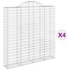 vidaXL Kosze gabionowe, 4 szt, 200x30x200/220 cm, galwanizowane żelazo