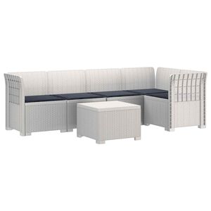 vidaXL 5-osobowa sofa ogrodowa z poduszkami w stylu rattanowym PP