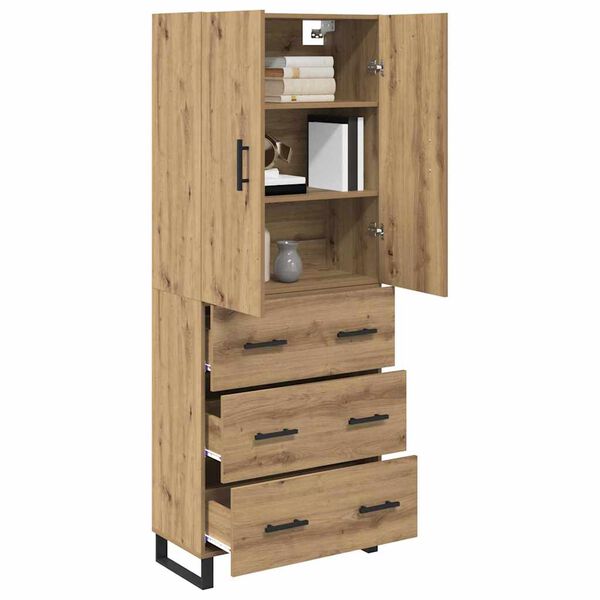 vidaXL Highboard z szufladą 2 pcs Dąb rzemieślniczy 69,5 x 34 x 180 cm