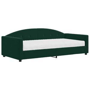 vidaXL Sofa z materacem do spania, ciemnozielona, 100x200 cm, aksamit