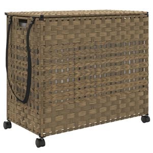 vidaXL Kosz na pranie z k&oacute;łkami, 66x35x60 cm, rattan