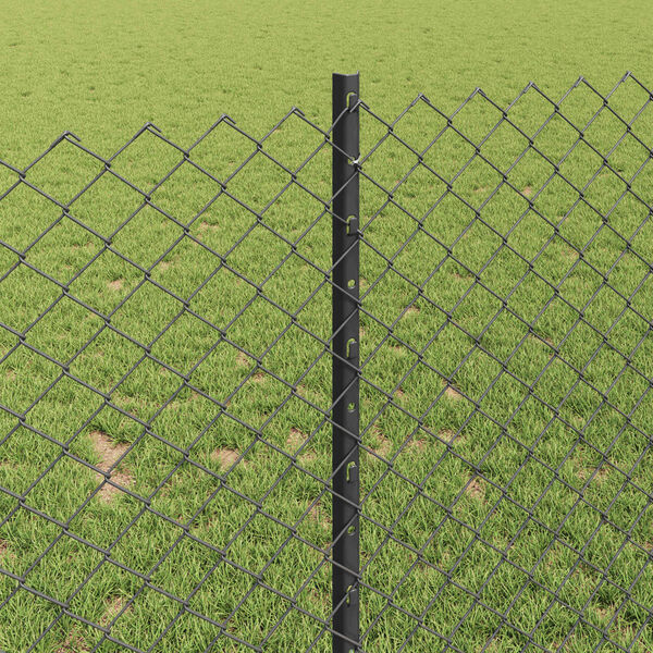 vidaXL Ogrodzenie z słupkiem Szary 1 x 25 m Stal i PVC