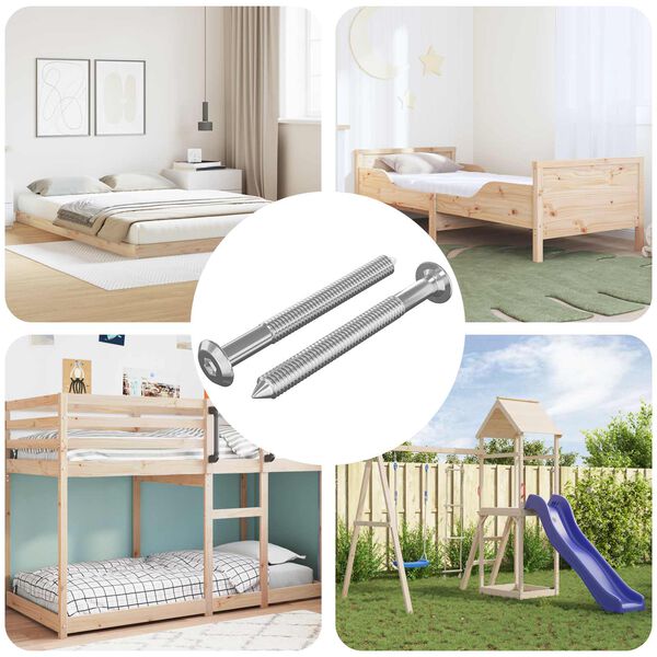 vidaXL Śruby meblowe 2 pcs Srebrny M6 x 60 mm Stal