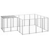 vidaXL Kojec dla psa, srebrny, 6,05 m&sup2;, stalowy