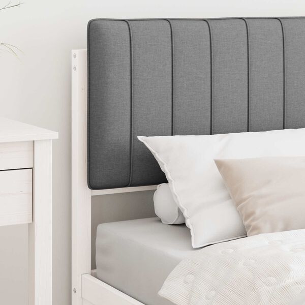vidaXL Ramka ł&oacute;żka z tapicerowanym wezgłowiem Jasnoszary 90 x 190 cm