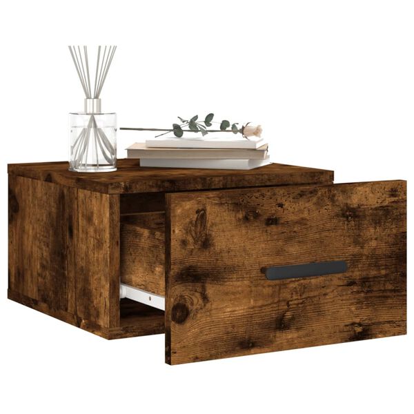 vidaXL Wiszące szafki nocne, 2 szt., przydymiony dąb, 35x35x20 cm