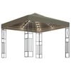 vidaXL Altana ze sznurem lampek LED, 3x3 m, tkanina w kolorze taupe