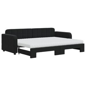 vidaXL Sofa rozsuwana z materacami, czarna, 80x200 cm, aksamit